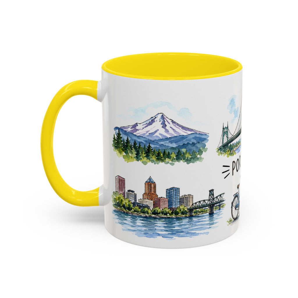 Portland Illustrated Travel Mug | City Souvenir Accent Coffee Mug | 11oz 15oz Ceramic Cup
