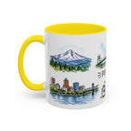 Portland Illustrated Travel Mug | City Souvenir Accent Coffee Mug | 11oz 15oz Ceramic Cup