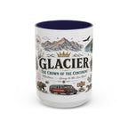 Glacier Coffee Mug | National Park Hiking Montana Gift | Accent Color Ceramic 11oz 15oz