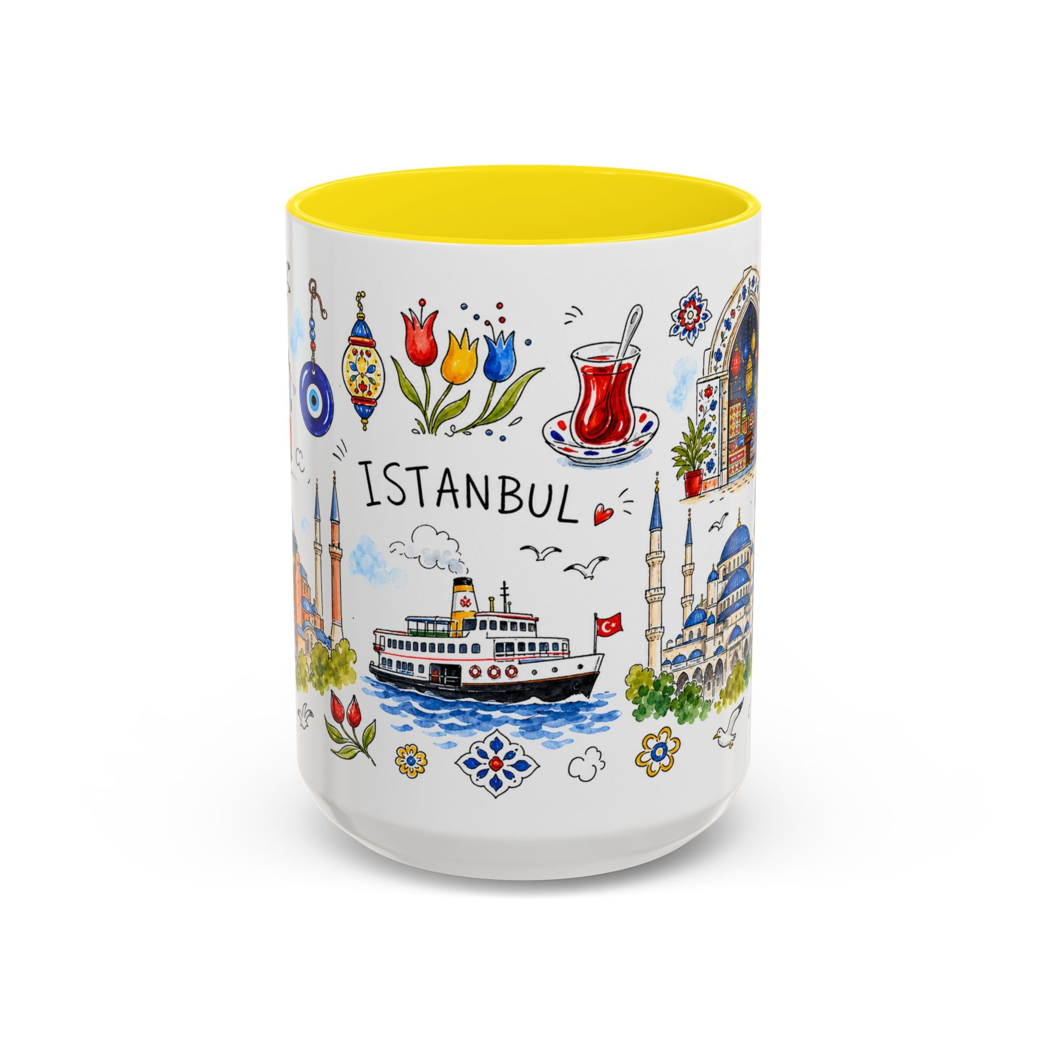 Istanbul Travel Mug | European City Souvenir Accent Coffee Mug | 11oz 15oz Ceramic Cup