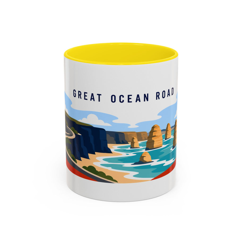 Great Ocean Road Coffee Mug | Travel Destination Souvenir Gift | Accent Color Ceramic 11oz 15oz