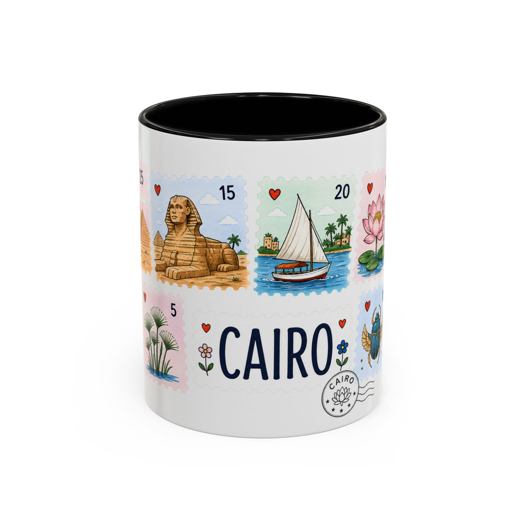 Cairo Coffee Mug | Postage Stamp Collage Mug | Travel Souvenir Accent Cup 11oz 15oz