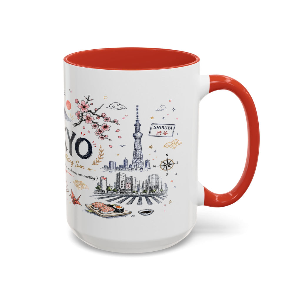 Tokyo Coffee Mug | Japan Souvenir Travel Gift | Accent Color Ceramic 11oz 15oz