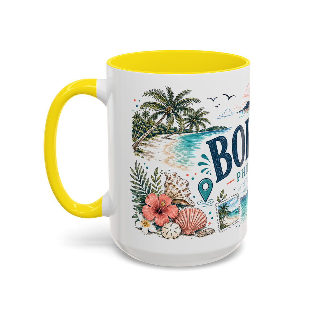 Boracay Coffee Mug | Travel Destination Souvenir Gift | Accent Color Ceramic 11oz 15oz