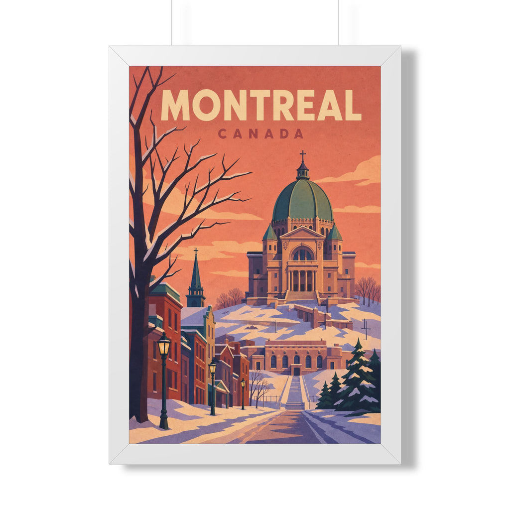 Montréal Canada Framed Poster | Vintage Travel Wall Art | Black Walnut White Frame | 16x24 20x30