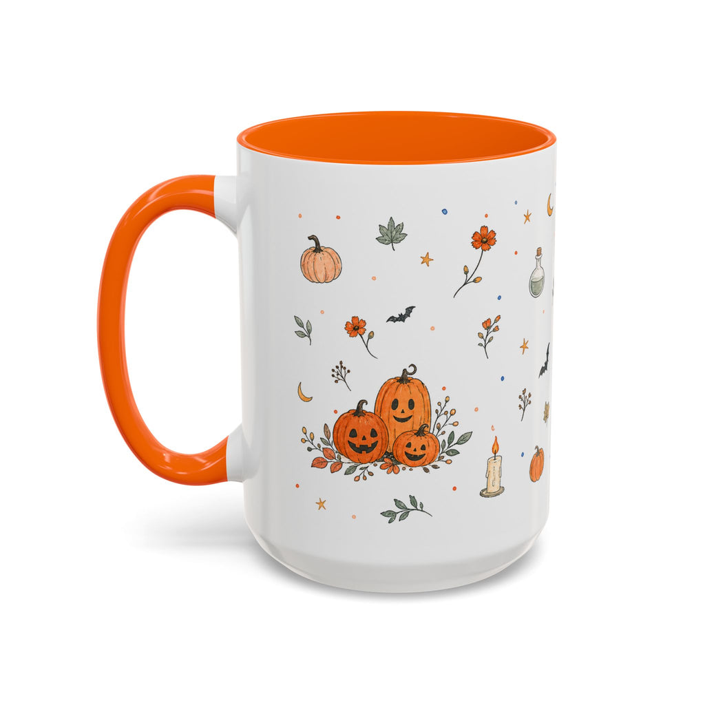 Friendly Ghost Halloween Mug | Pumpkin Flower Watercolor Gift | Accent Cup 11oz 15oz