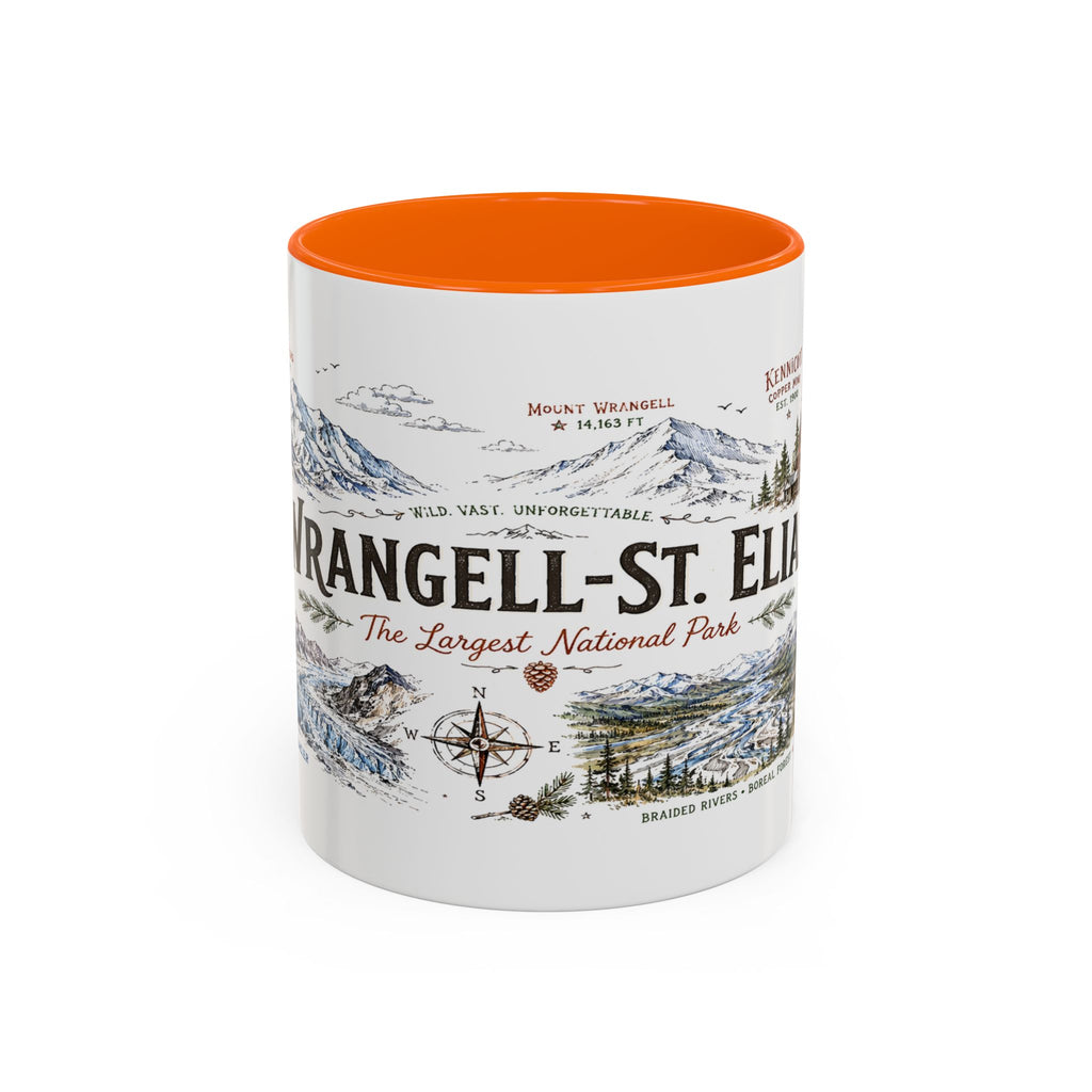 Wrangell-St. Elias National Park Coffee Mug | Alaska Wilderness Climbing Gift | Accent Color Ceramic 11oz 15oz