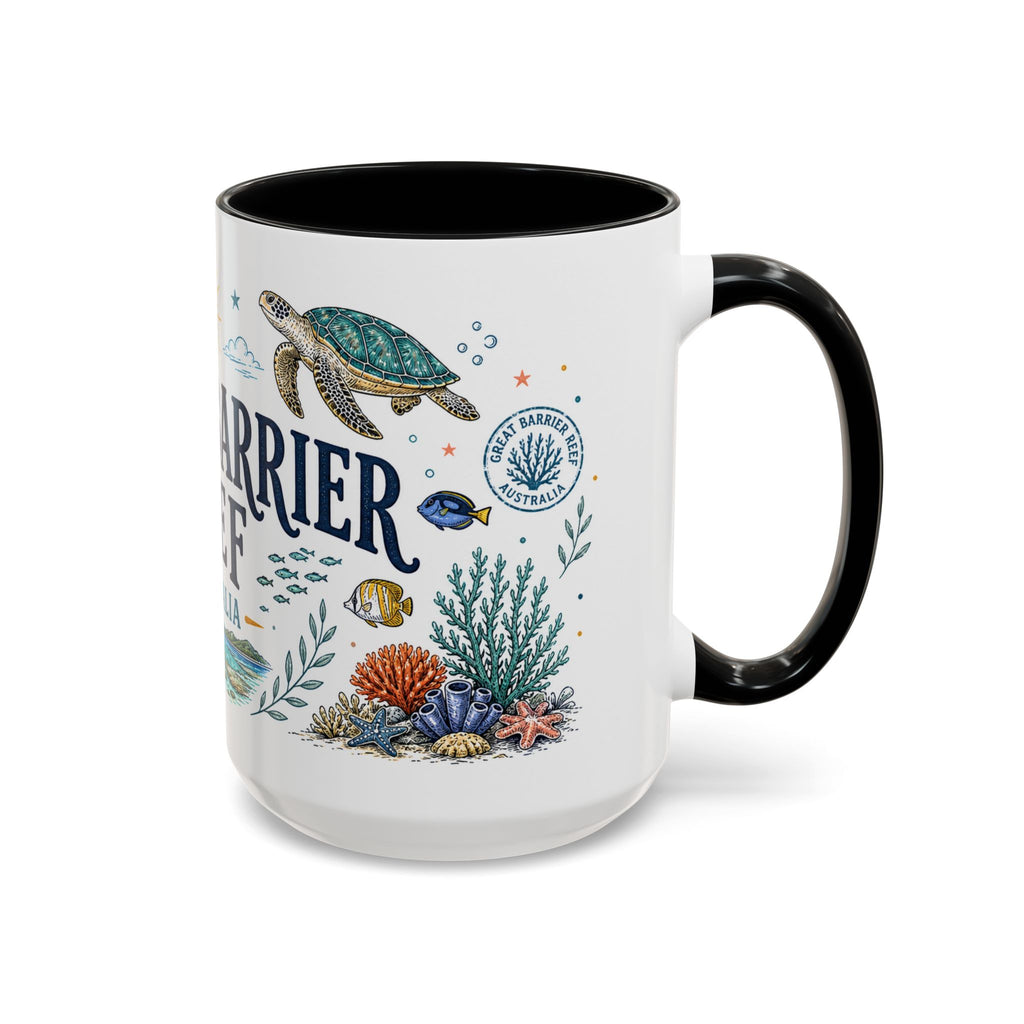 Great Barrier Reef Coffee Mug | Travel Destination Souvenir Gift | Accent Color Ceramic 11oz 15oz