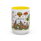Ubud Illustrated Travel Mug | City Souvenir Accent Coffee Mug | 11oz 15oz Ceramic Cup