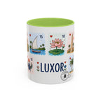 Luxor Coffee Mug | Postage Stamp Collage Mug | Travel Souvenir Accent Cup 11oz 15oz