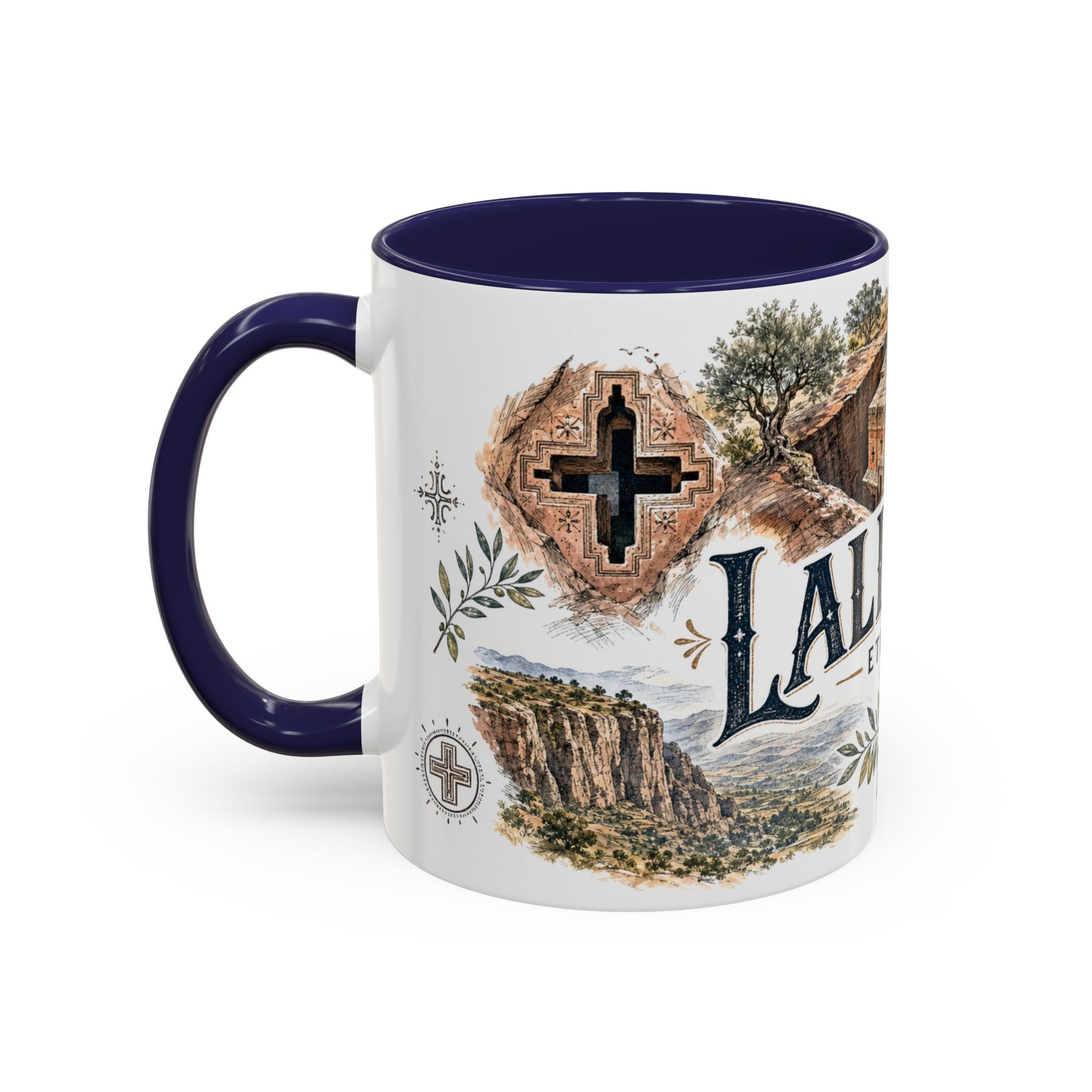 Lalibela Mug, Ethiopia Travel Souvenir, Bucket List Gift, Accent Ceramic Coffee Mug 11oz 15oz