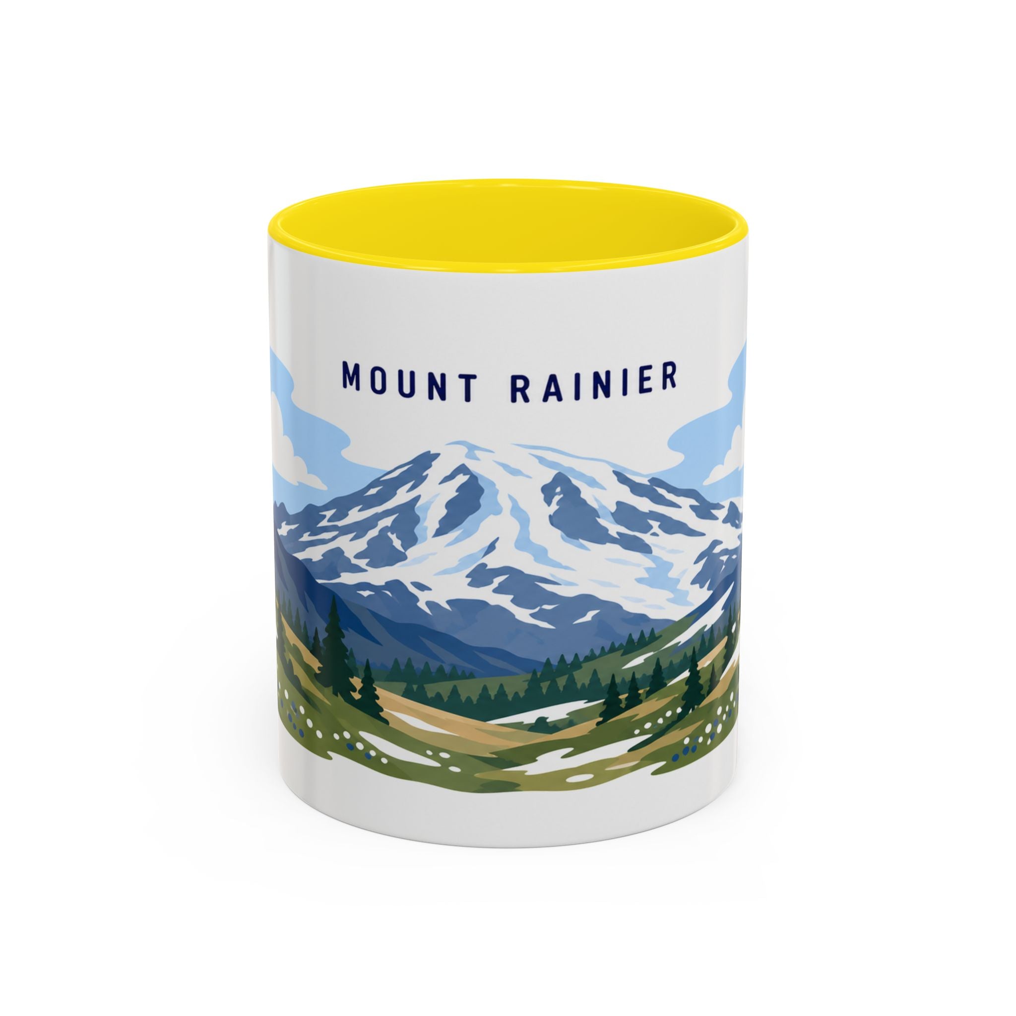 Mount Rainier National Park Coffee Mug | Solid Color Block Park Souvenir | 11oz 15oz Accent Mug