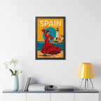 Spain Flamenco Spain Framed Poster | Vintage Travel Wall Art | Black Walnut White Frame | 16x24 20x30