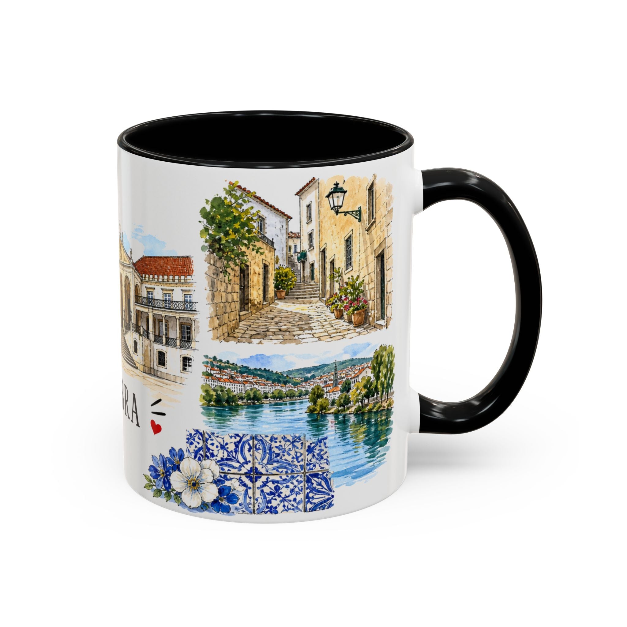 Coimbra Illustrated Travel Mug | City Souvenir Accent Coffee Mug | 11oz 15oz Ceramic Cup