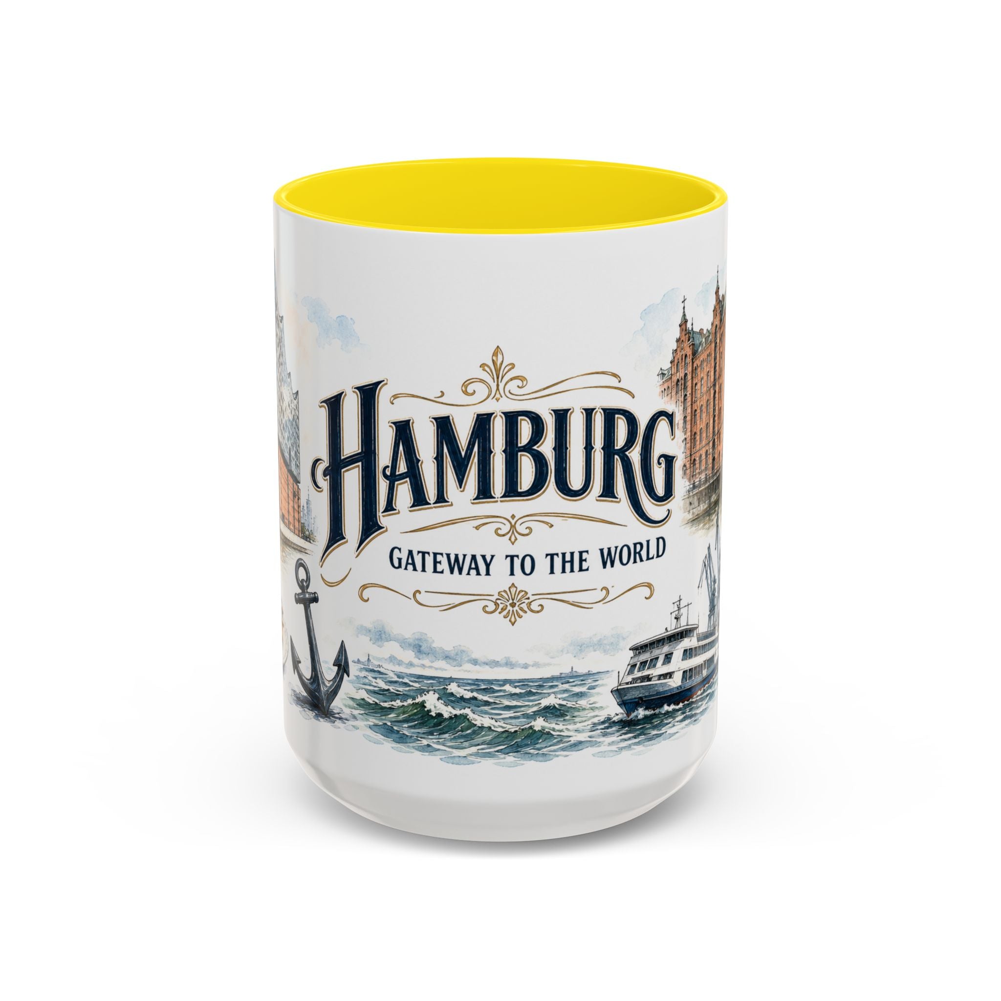 Hamburg Coffee Mug | Germany Travel Souvenir | Vintage Illustrated City Gift | 11 oz 15 oz Accent Mug