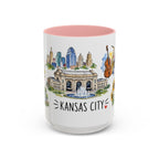 Kansas City Illustrated Travel Mug | City Souvenir Accent Coffee Mug | 11oz 15oz Ceramic Cup