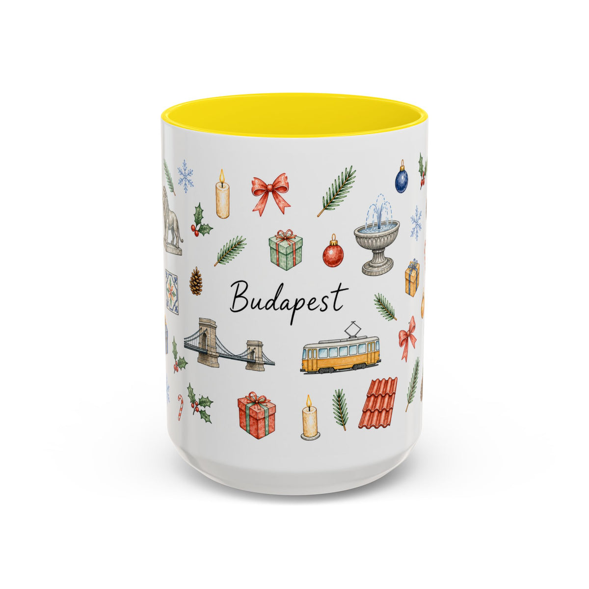Budapest Christmas Mug | Watercolor City Souvenir | Ceramic Coffee Cup (11oz 15oz)