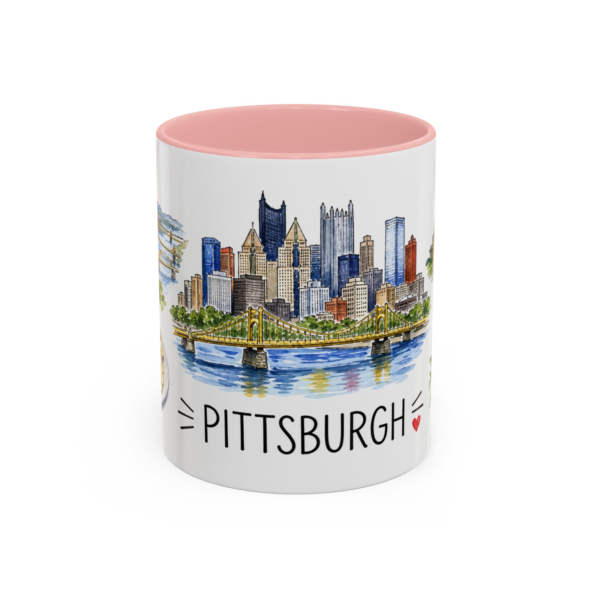 Pittsburgh Illustrated Travel Mug | City Souvenir Accent Coffee Mug | 11oz 15oz Ceramic Cup