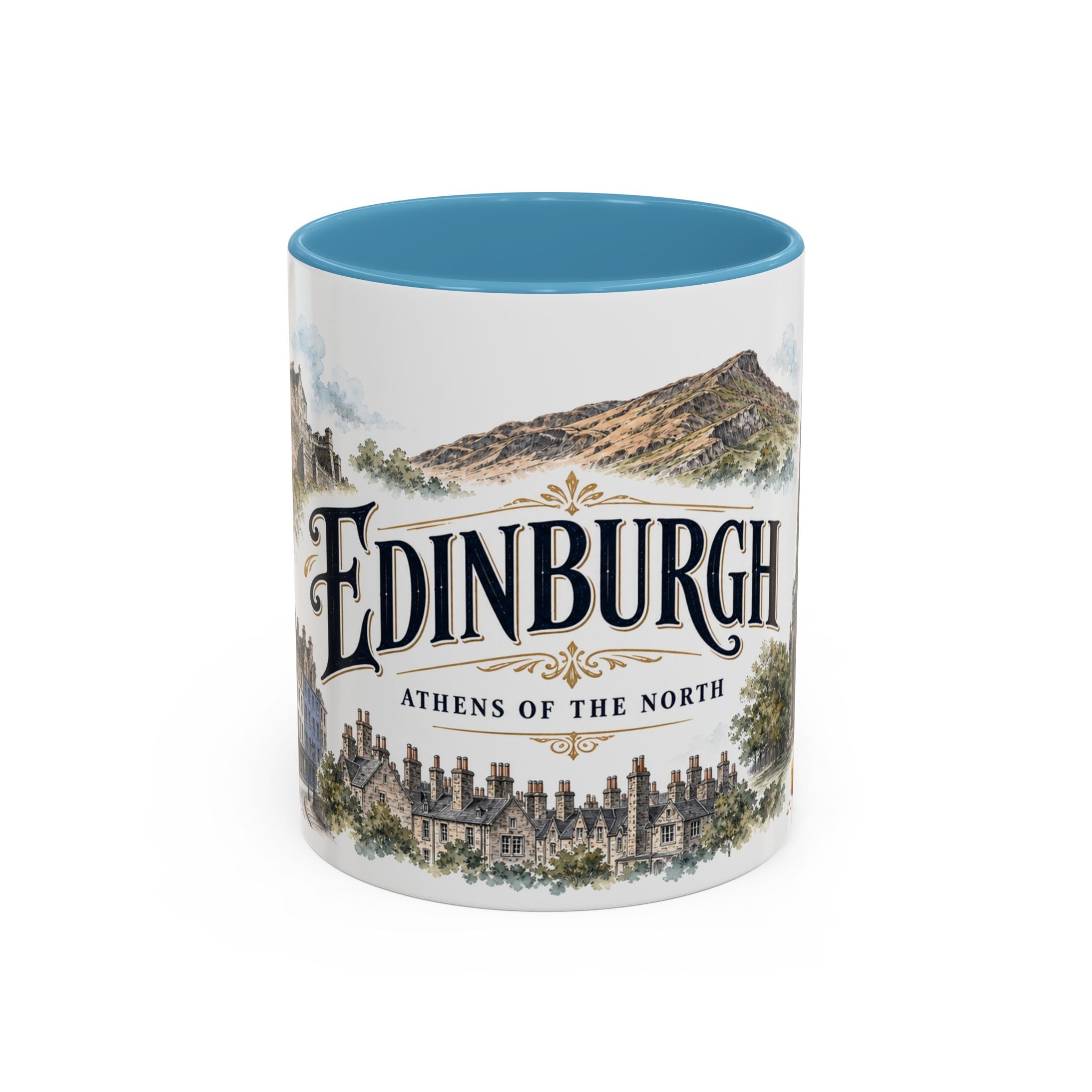 Edinburgh Coffee Mug | United Kingdom Travel Souvenir | Vintage Illustrated City Gift | 11 oz 15 oz Accent Mug