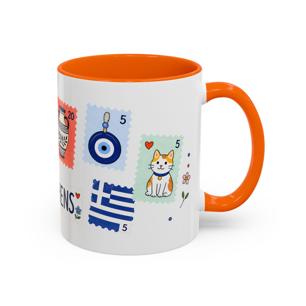 Athens Coffee Mug | Postage Stamp Collage Mug | Travel Souvenir Accent Cup 11oz 15oz