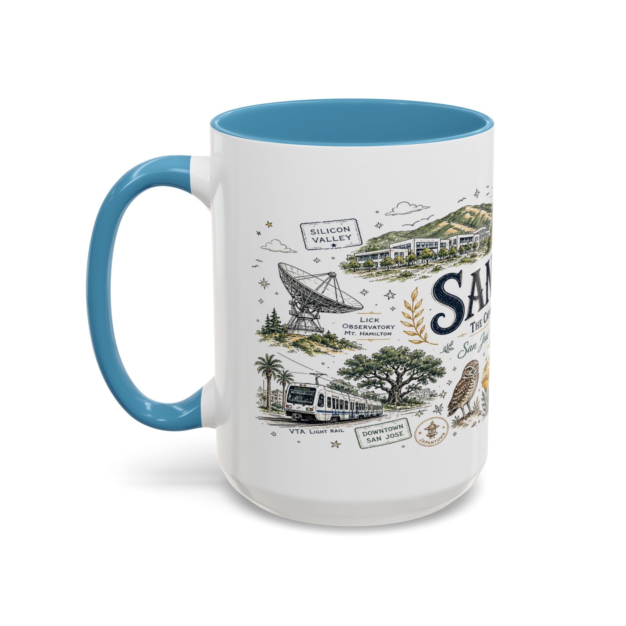 San Jose Coffee Mug | California Souvenir City Gift | Accent Color Ceramic 11oz 15oz