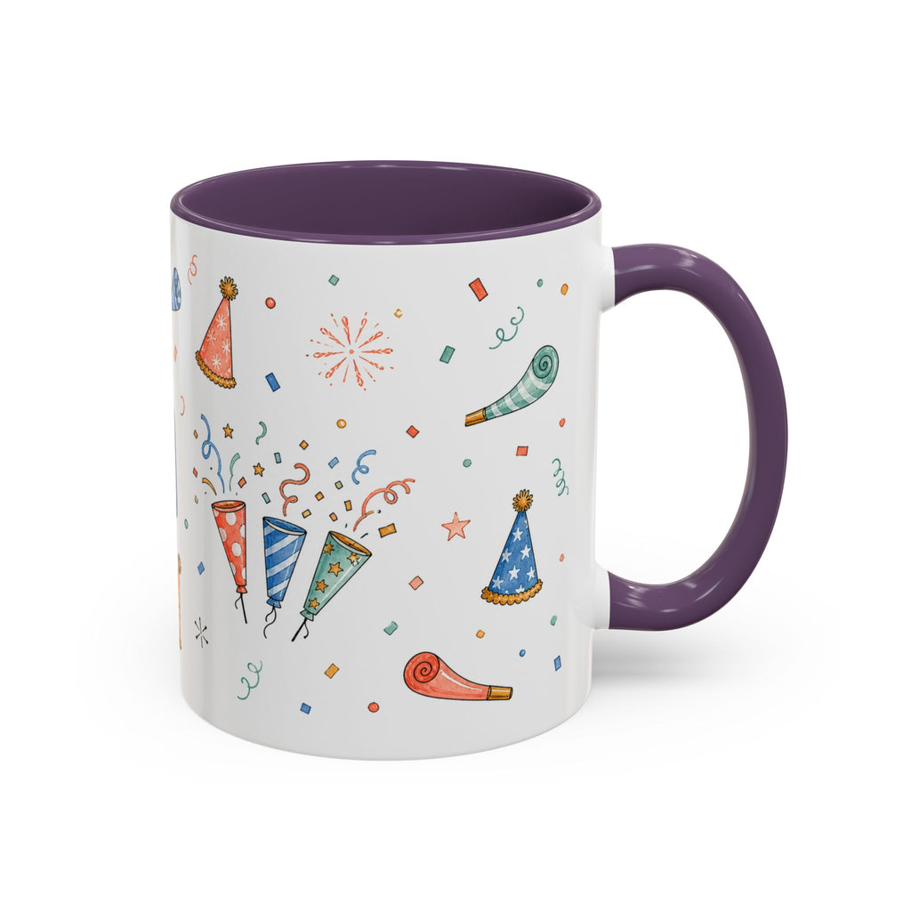 New Year Party Mug | Balloon Popper Watercolor Celebration Gift | Accent Cup 11oz 15oz