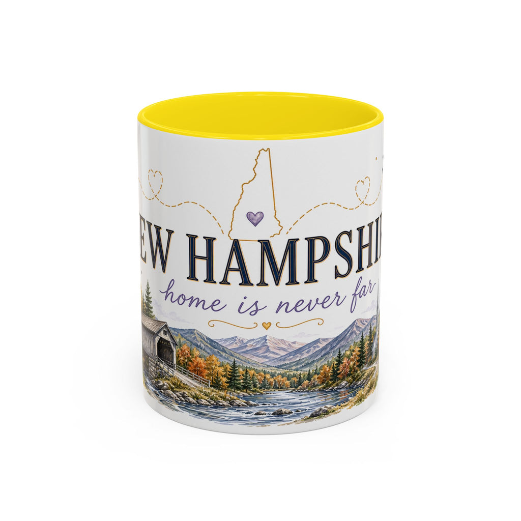 New Hampshire State Map Mug | Botanical Accents, Mountain Landscape Coffee Cup