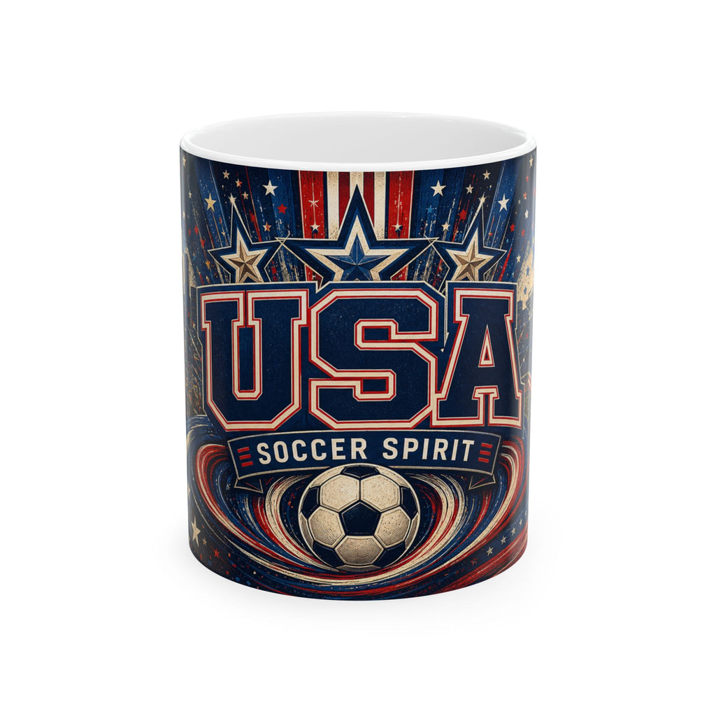 USA Soccer Spirit Coffee Mug | Soccer Fan Gift | Ceramic 11oz 15oz Match Day Cup