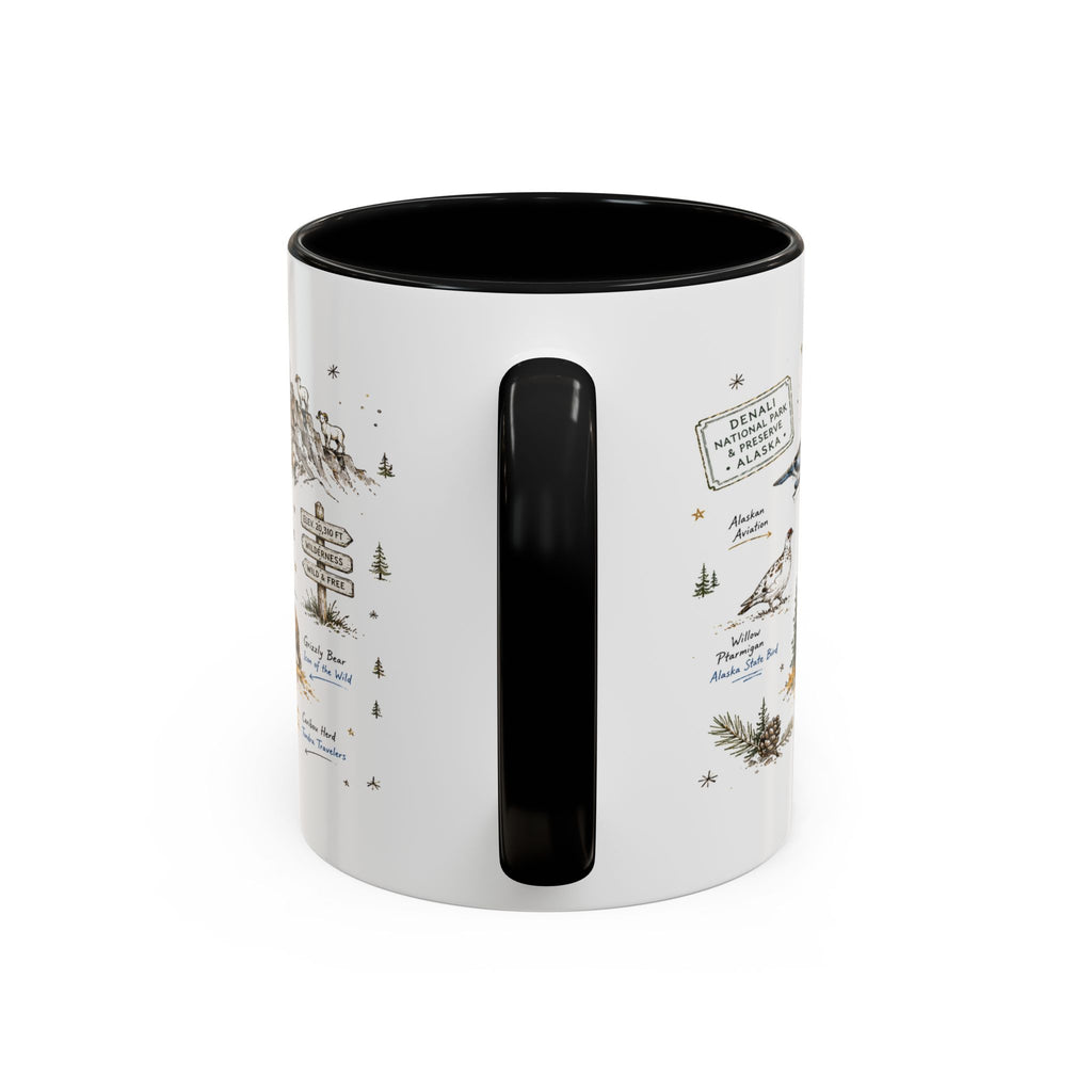 Denali National Park Coffee Mug | Alaska National Park Hiking Gift | Accent Color Ceramic 11oz 15oz