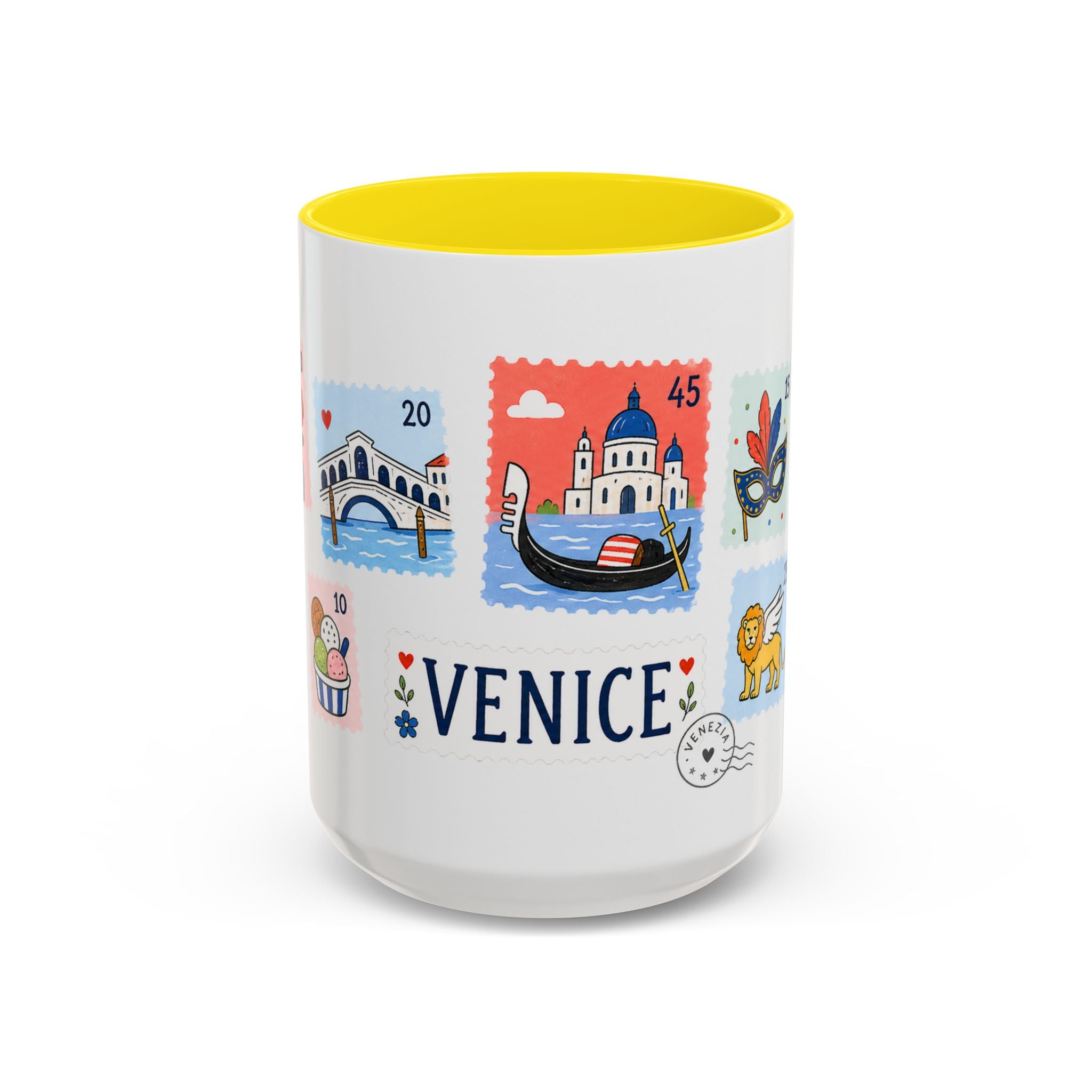 Venice Coffee Mug | Postage Stamp Collage Mug | Travel Souvenir Accent Cup 11oz 15oz
