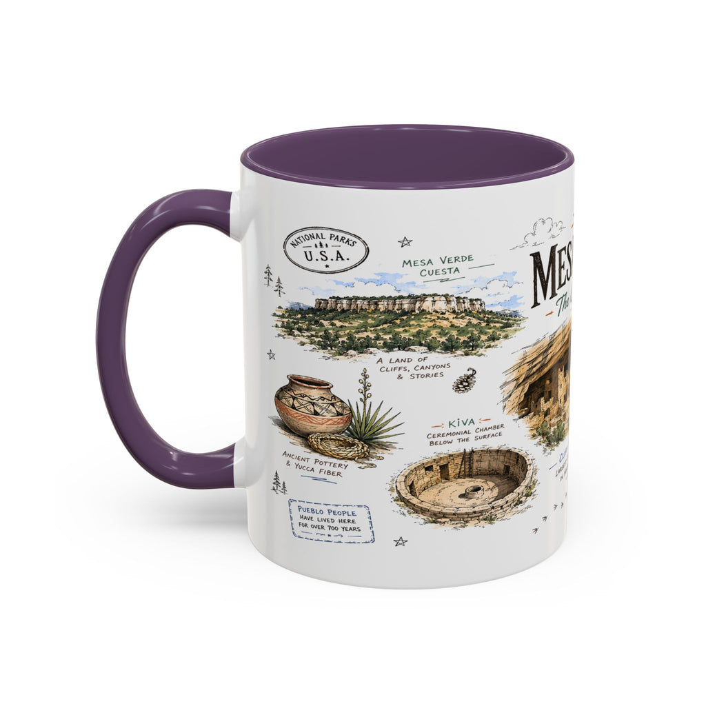 Mesa Verde National Park Coffee Mug | Colorado Ancient Cliff Dwellings Gift | Accent Color Ceramic 11oz 15oz