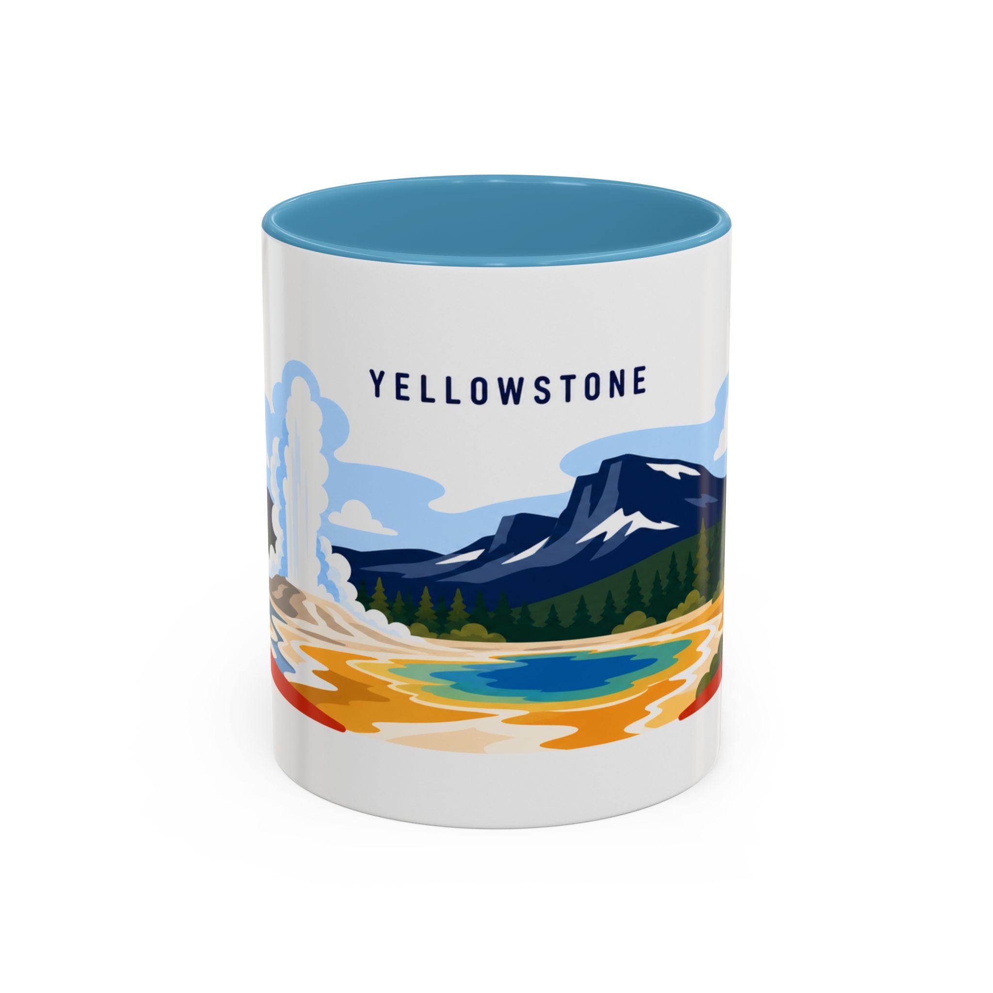 Yellowstone Coffee Mug | Travel Destination Souvenir Gift | Accent Color Ceramic 11oz 15oz