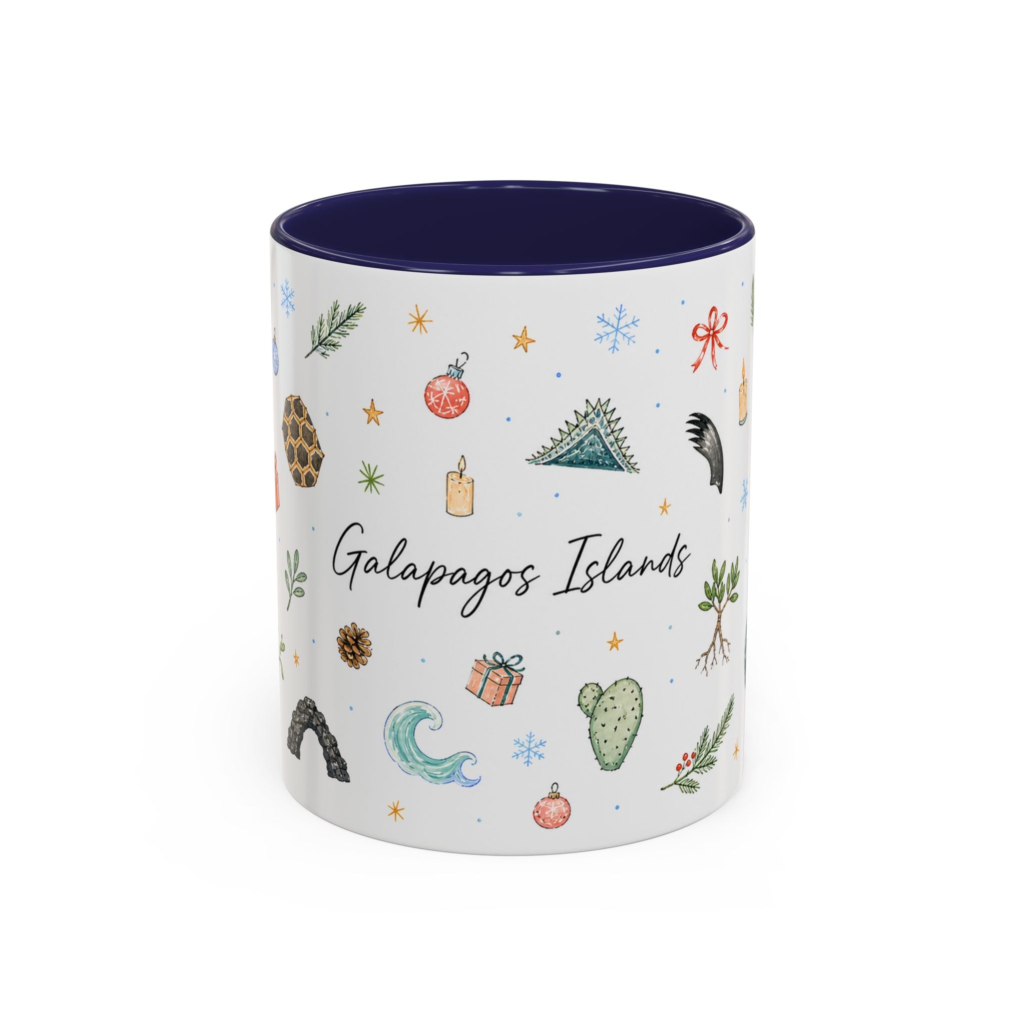 Galapagos Islands Christmas Mug | Watercolor Travel Souvenir | Holiday Gift | Accent Ceramic Coffee Cup 11oz 15oz