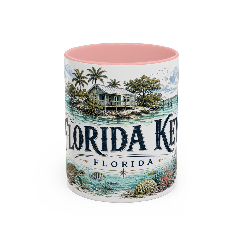 Florida Keys Mug, Florida Travel Souvenir, Bucket List Gift, Accent Ceramic Coffee Mug 11oz 15oz