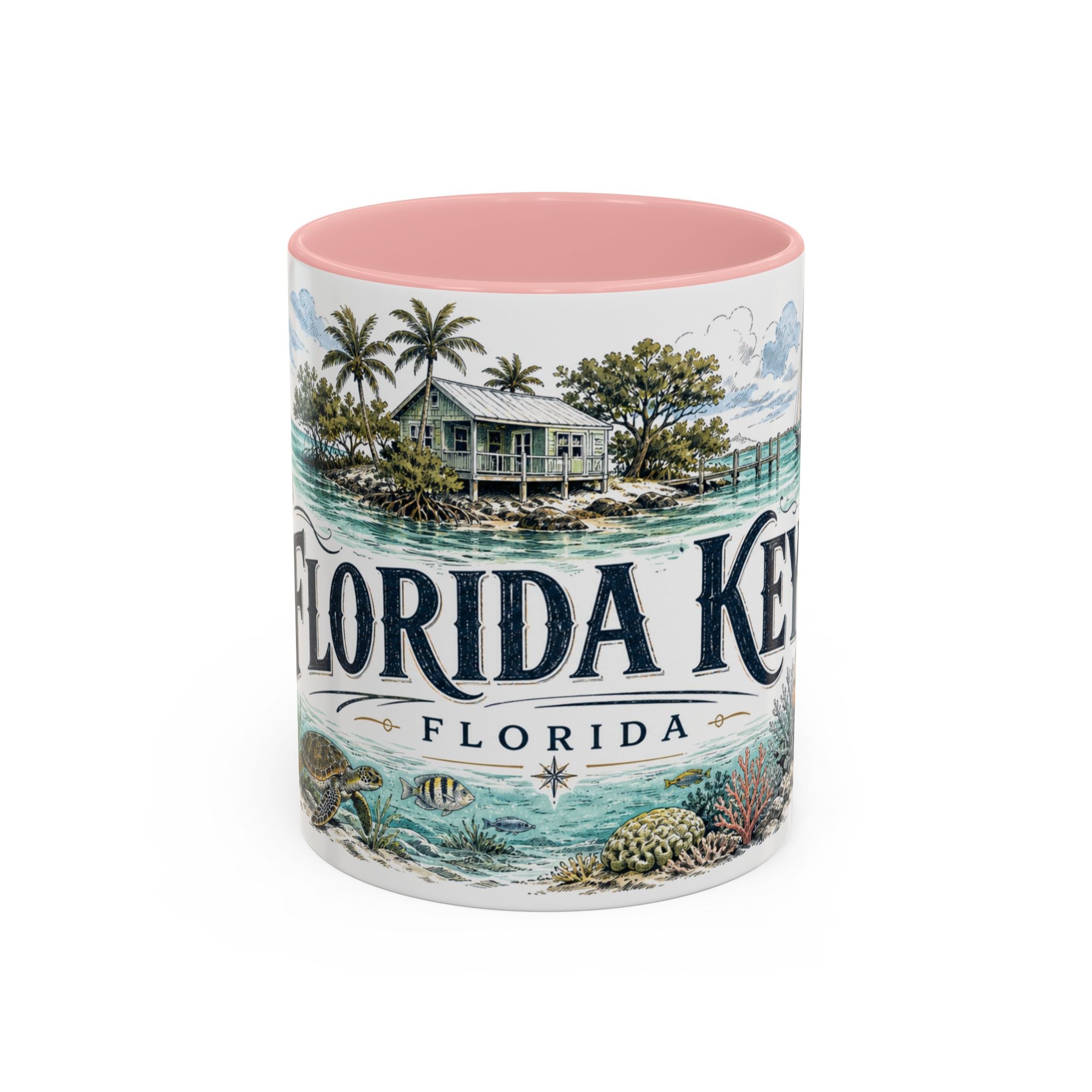 Florida Keys Mug, Florida Travel Souvenir, Bucket List Gift, Accent Ceramic Coffee Mug 11oz 15oz