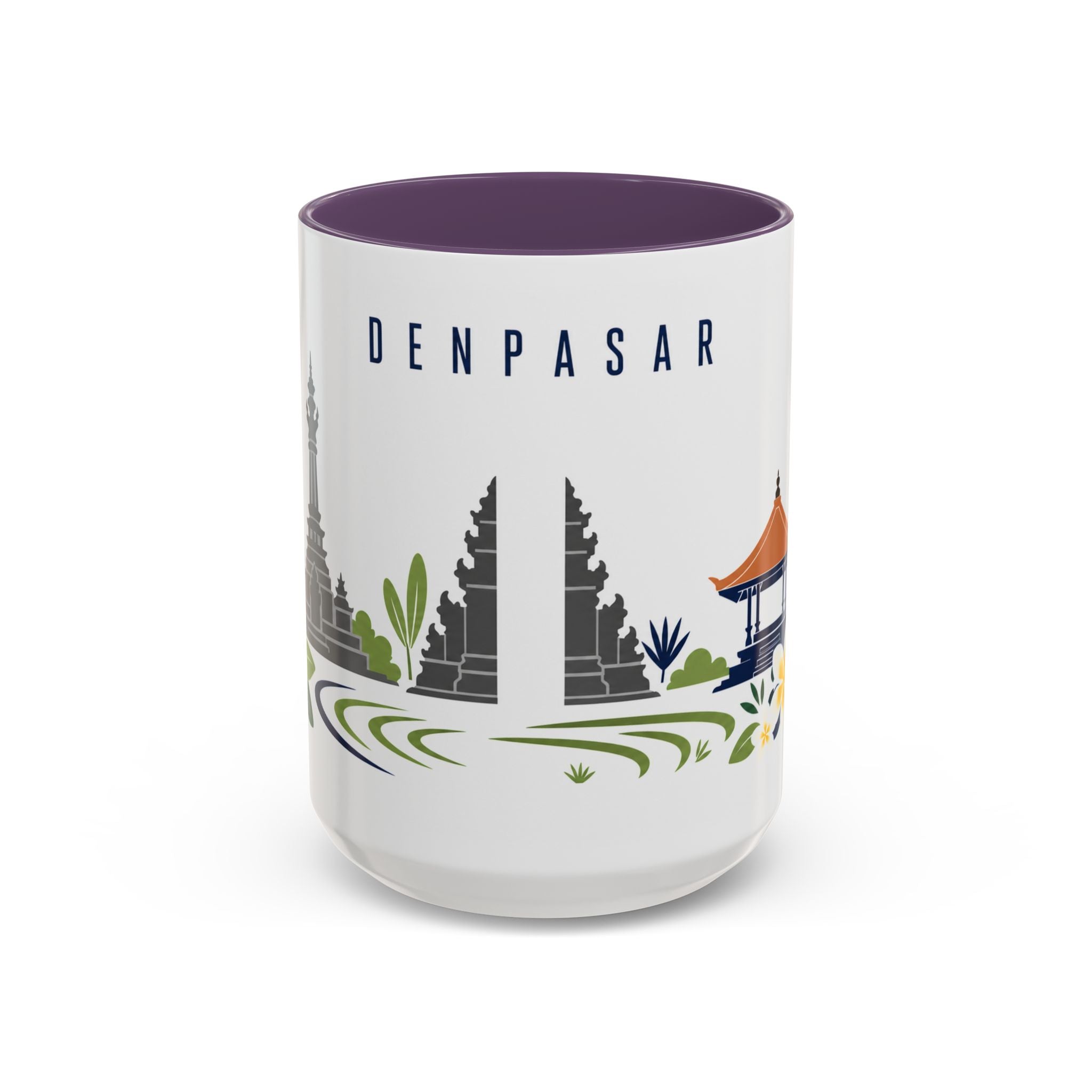 Denpasar Coffee Mug | Indonesia Travel Souvenir | Porcelain Decal City Gift | 11oz 15oz Accent Mug