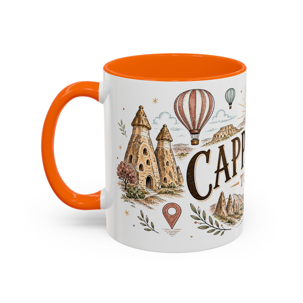 Cappadocia Coffee Mug | Travel Destination Souvenir Gift | Accent Color Ceramic 11oz 15oz