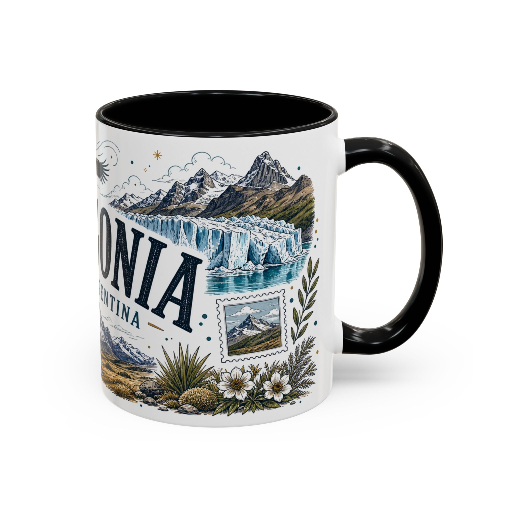 Patagonia Coffee Mug | Travel Destination Souvenir Gift | Accent Color Ceramic 11oz 15oz