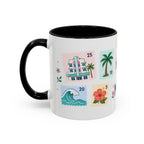 Miami Coffee Mug | Postage Stamp Collage Mug | Travel Souvenir Accent Cup 11oz 15oz