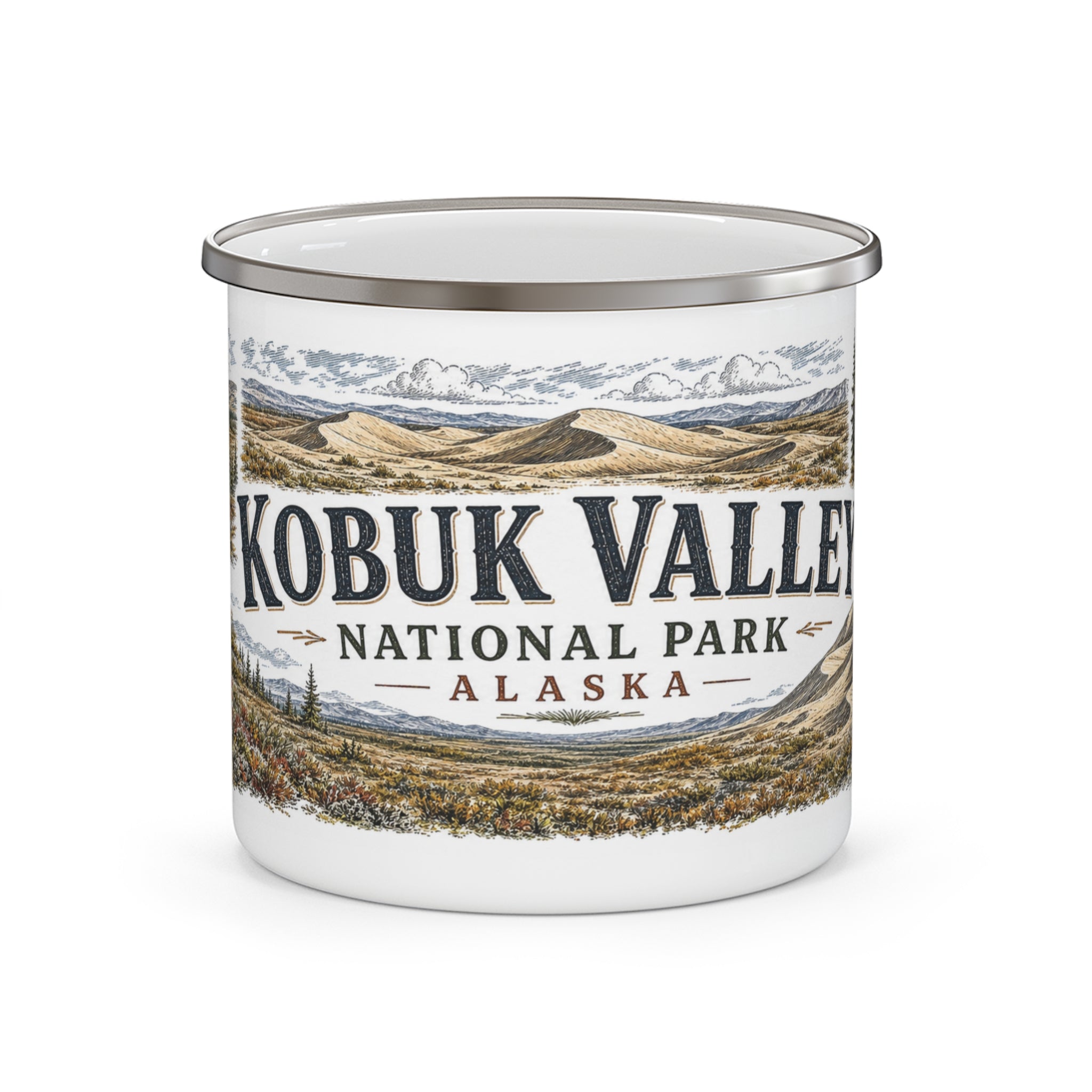 Kobuk Valley National Park Vintage Enamel Camping Mug | 12oz National Park Hiking Gift