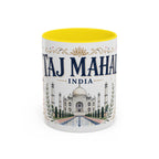 Taj Mahal Coffee Mug | Travel Destination Souvenir Gift | Accent Color Ceramic 11oz 15oz
