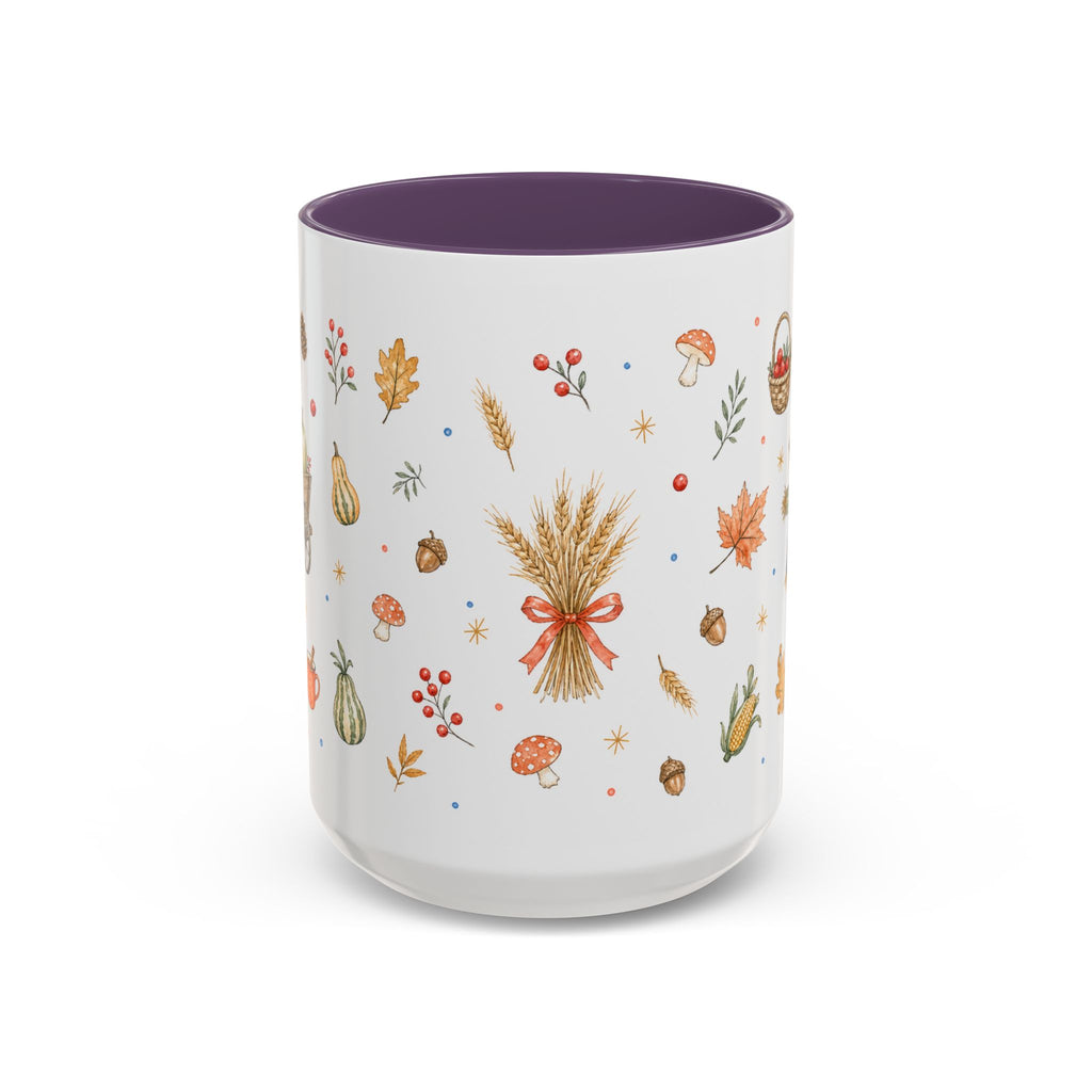 Thanksgiving Mug | Country Harvest Watercolor Gift | Pumpkin Scarecrow Accent Cup 11oz 15oz