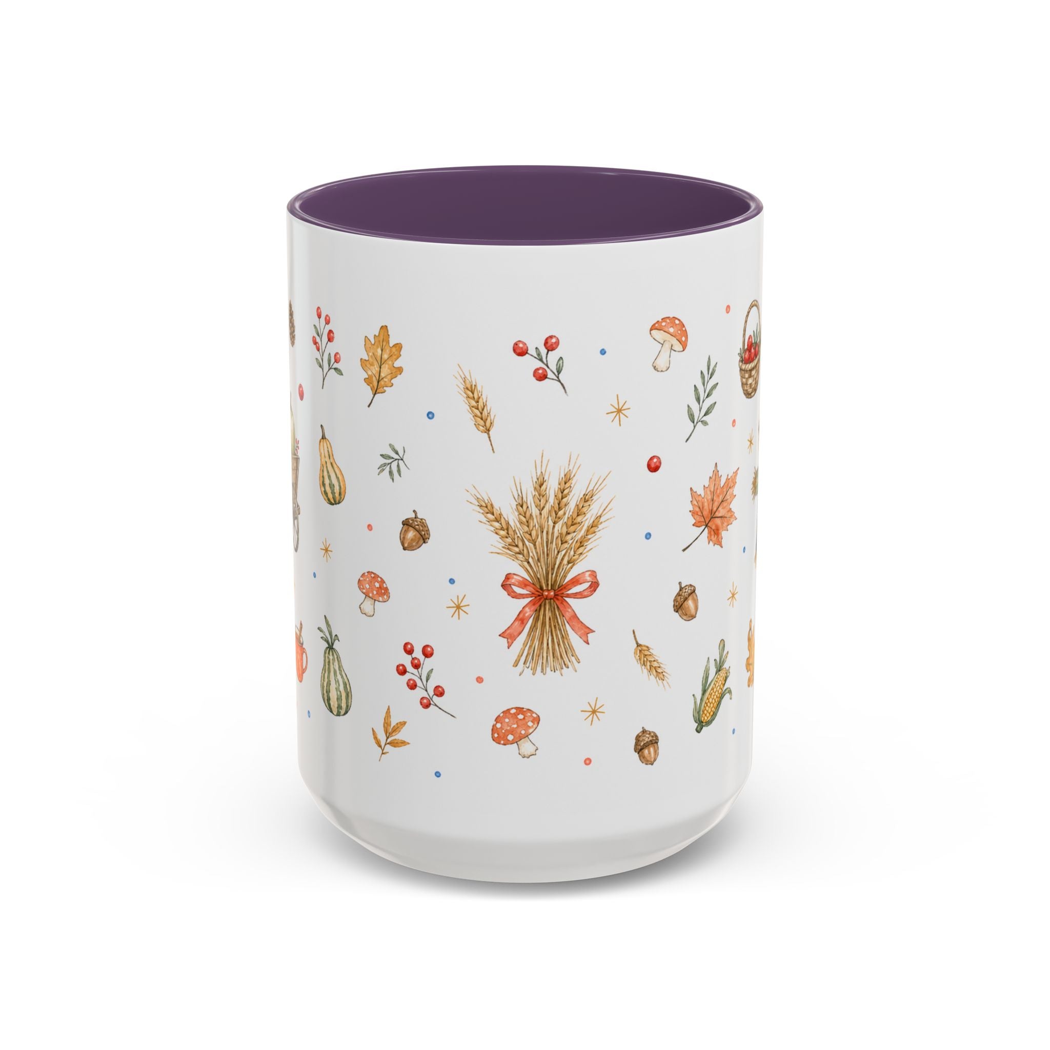 Thanksgiving Mug | Country Harvest Watercolor Gift | Pumpkin Scarecrow Accent Cup 11oz 15oz