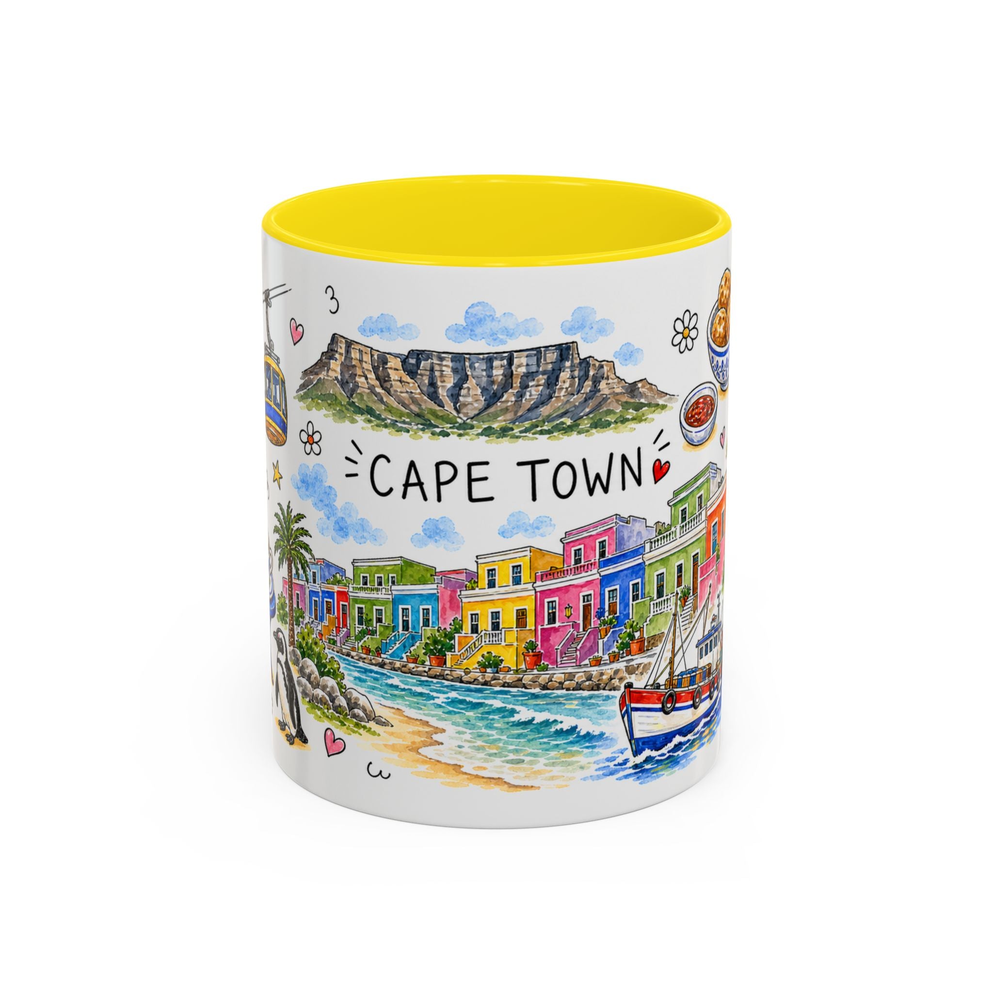 Cape Town Illustrated Travel Mug | City Souvenir Accent Coffee Mug | 11oz 15oz Ceramic Cup