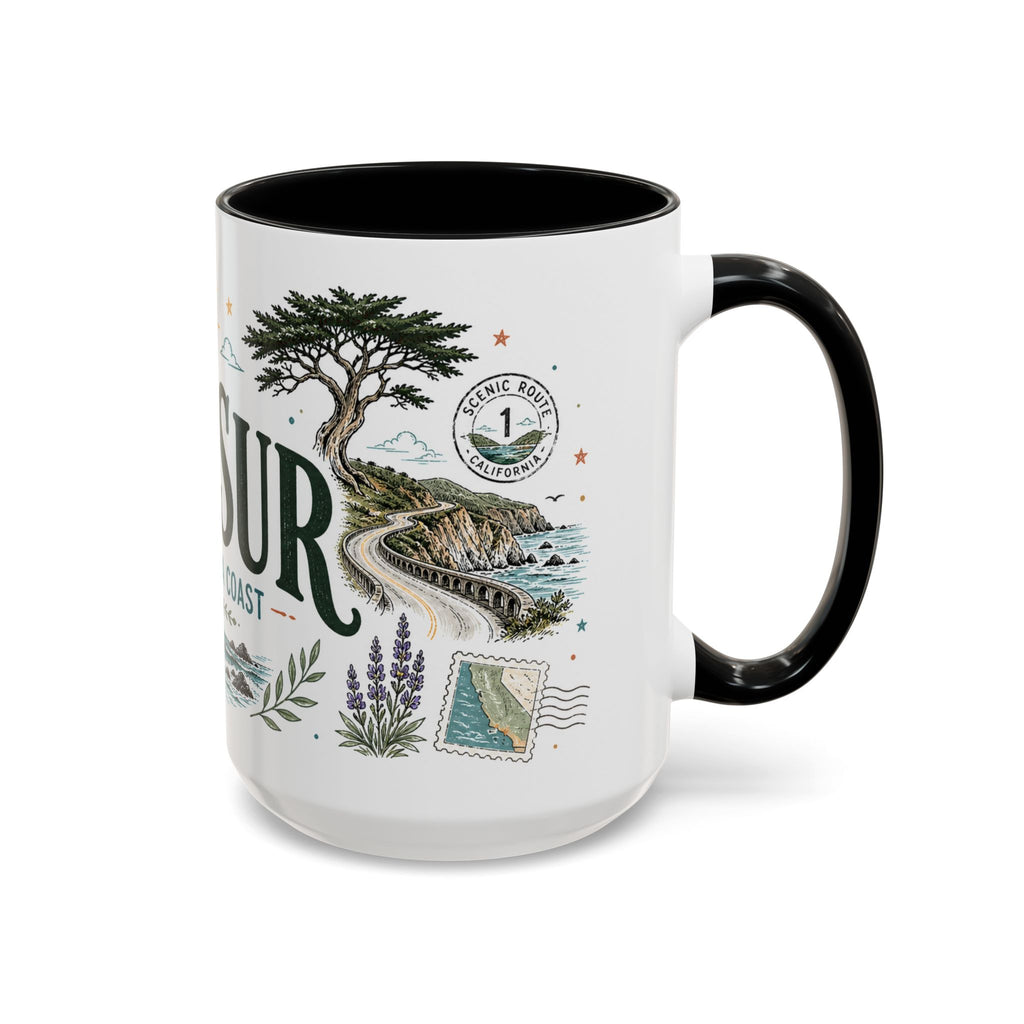 Big Sur Coffee Mug | Travel Destination Souvenir Gift | Accent Color Ceramic 11oz 15oz