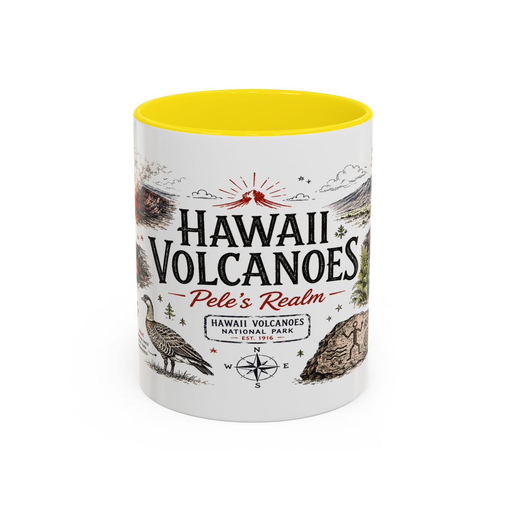 Hawaii Volcanoes National Park Coffee Mug | Hawaii Big Island Lava Volcano Gift | Accent Color Ceramic 11oz 15oz