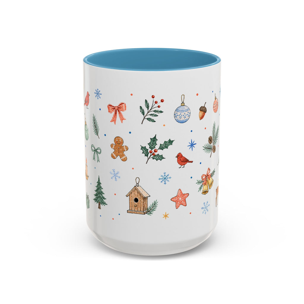 Woodland Christmas Mug | Deer Bird Watercolor Holiday Gift | Accent Cup 11oz 15oz