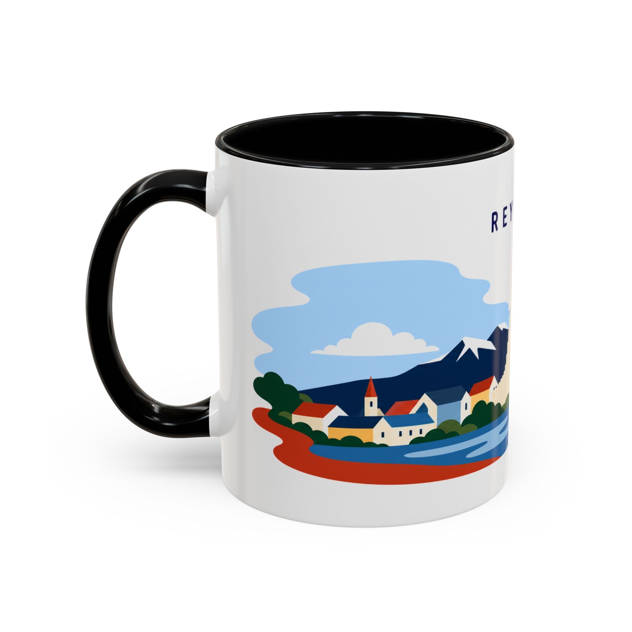 Reykjavik Coffee Mug | Travel Destination Souvenir Gift | Accent Color Ceramic 11oz 15oz
