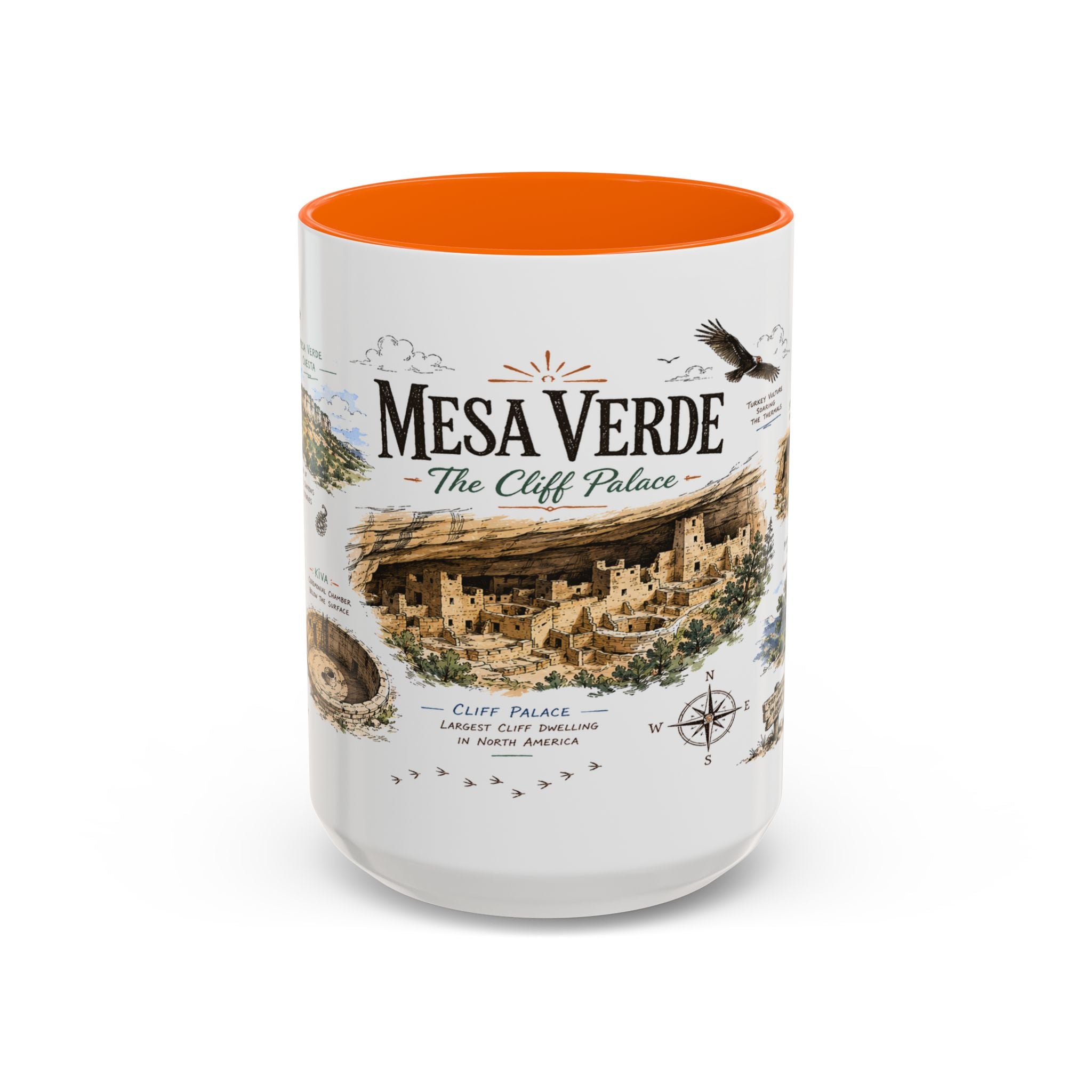 Mesa Verde National Park Coffee Mug | Colorado Ancient Cliff Dwellings Gift | Accent Color Ceramic 11oz 15oz