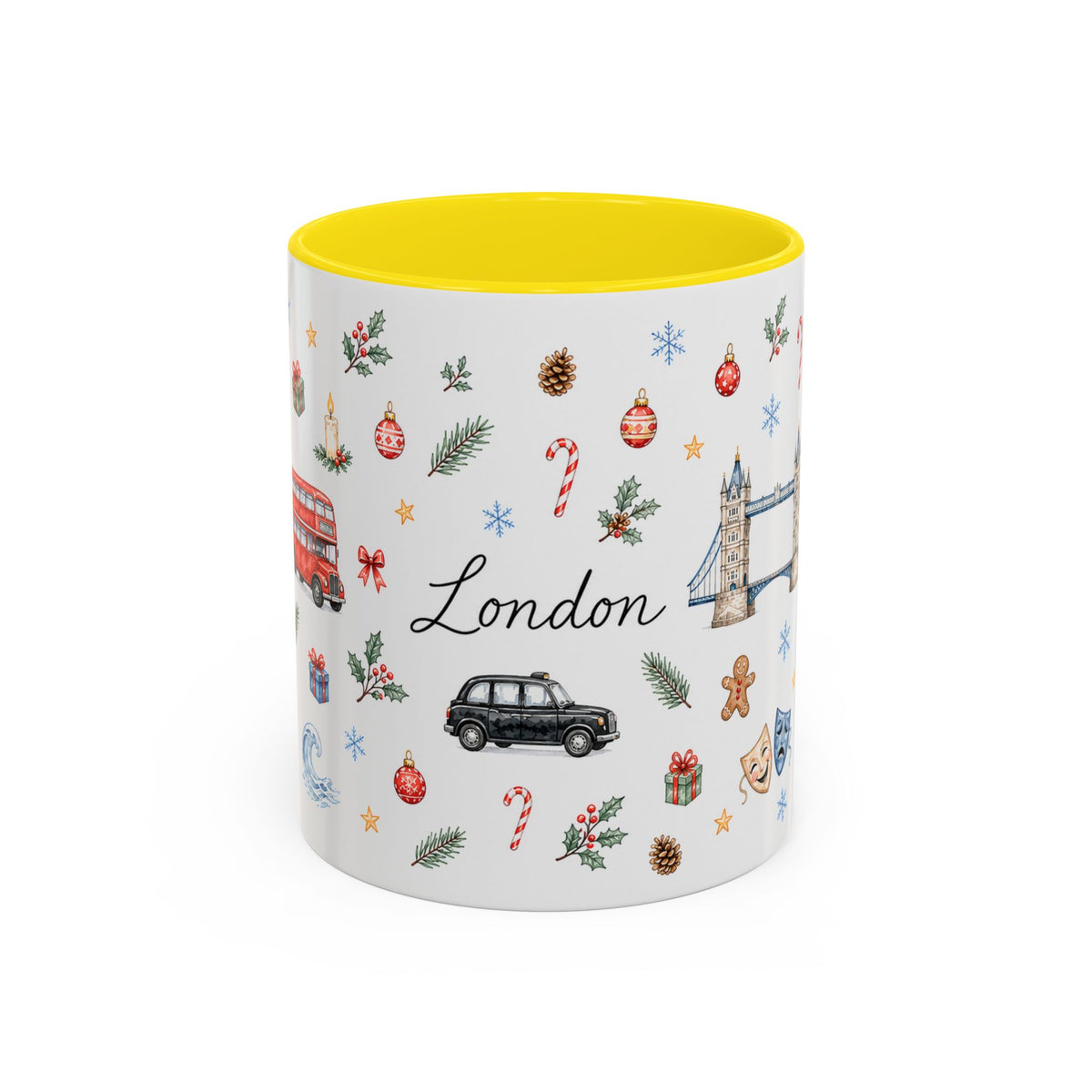 London Christmas Mug | Watercolor City Souvenir, Travel Memories, Ceramic Coffee Cup